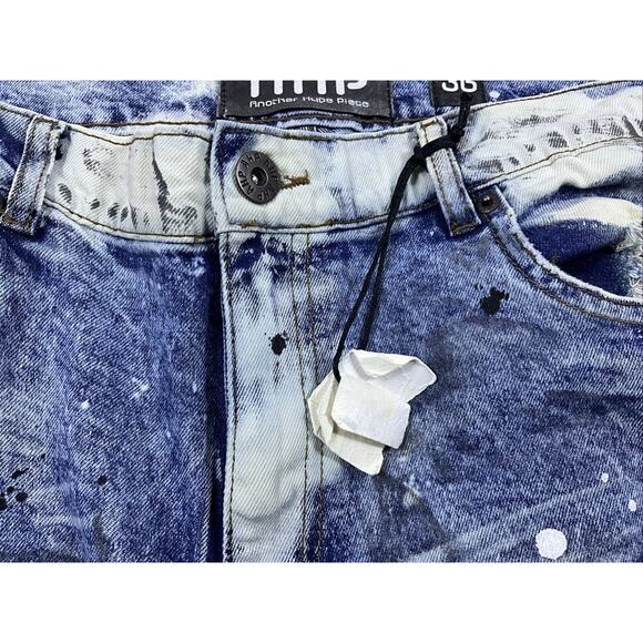 Another Hype Piece AHP Ripped Skinny Distressed Jeans Paint Splatter Mens 36x32 - Picture 2 of 12